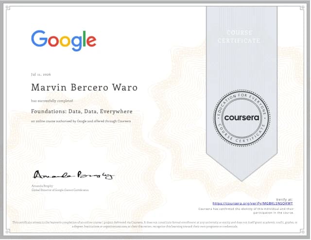 Google Data Analytics certificate