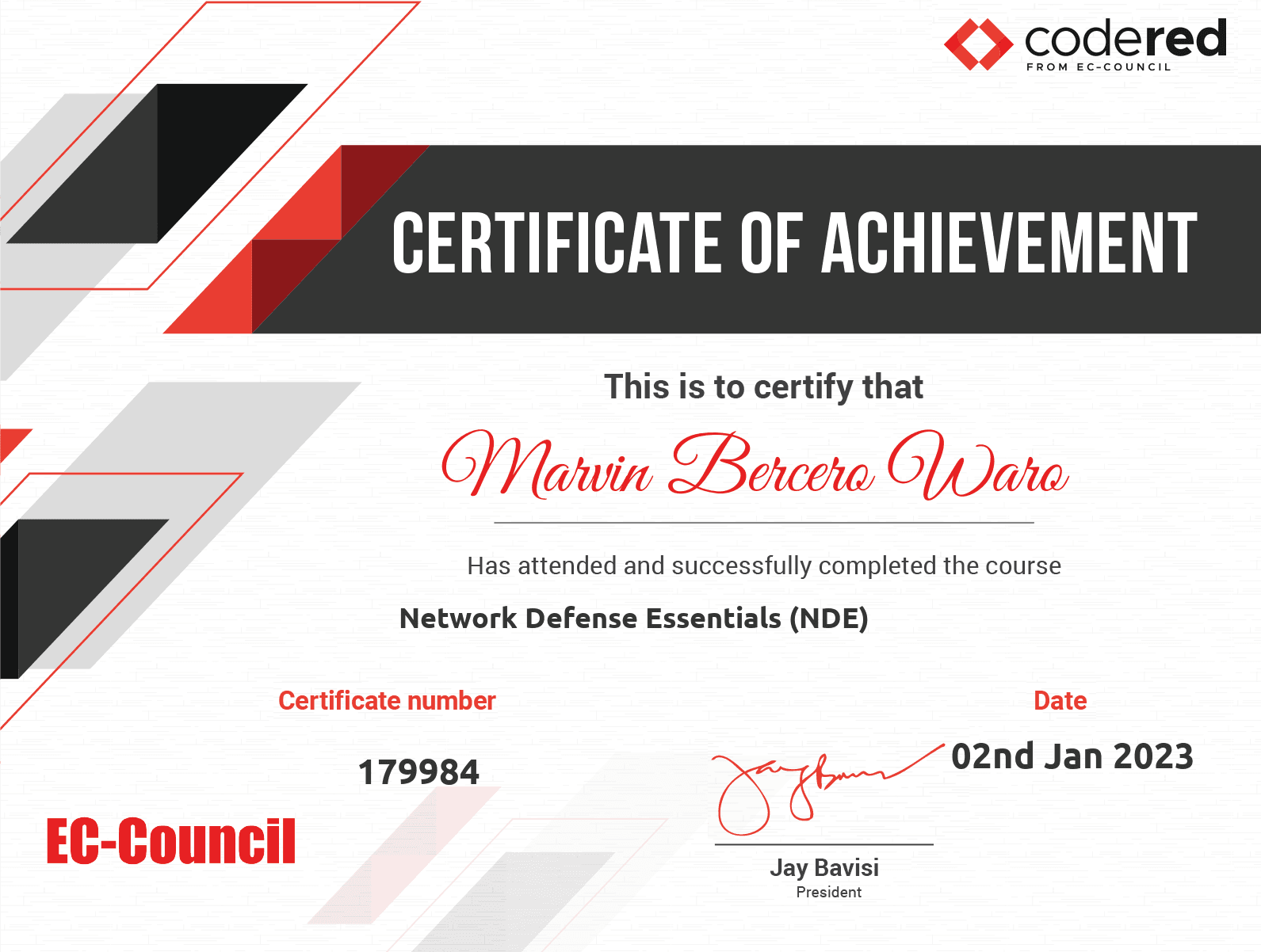 CODERED · EC-COUNCIL certificate